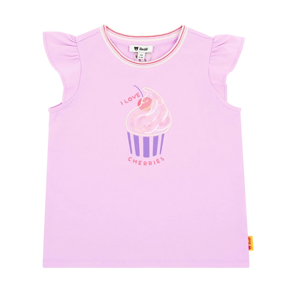 Steiff fodros vállú póló - Mini Girls - Cherry Cake kollekció lila  | Bunny and Teddy