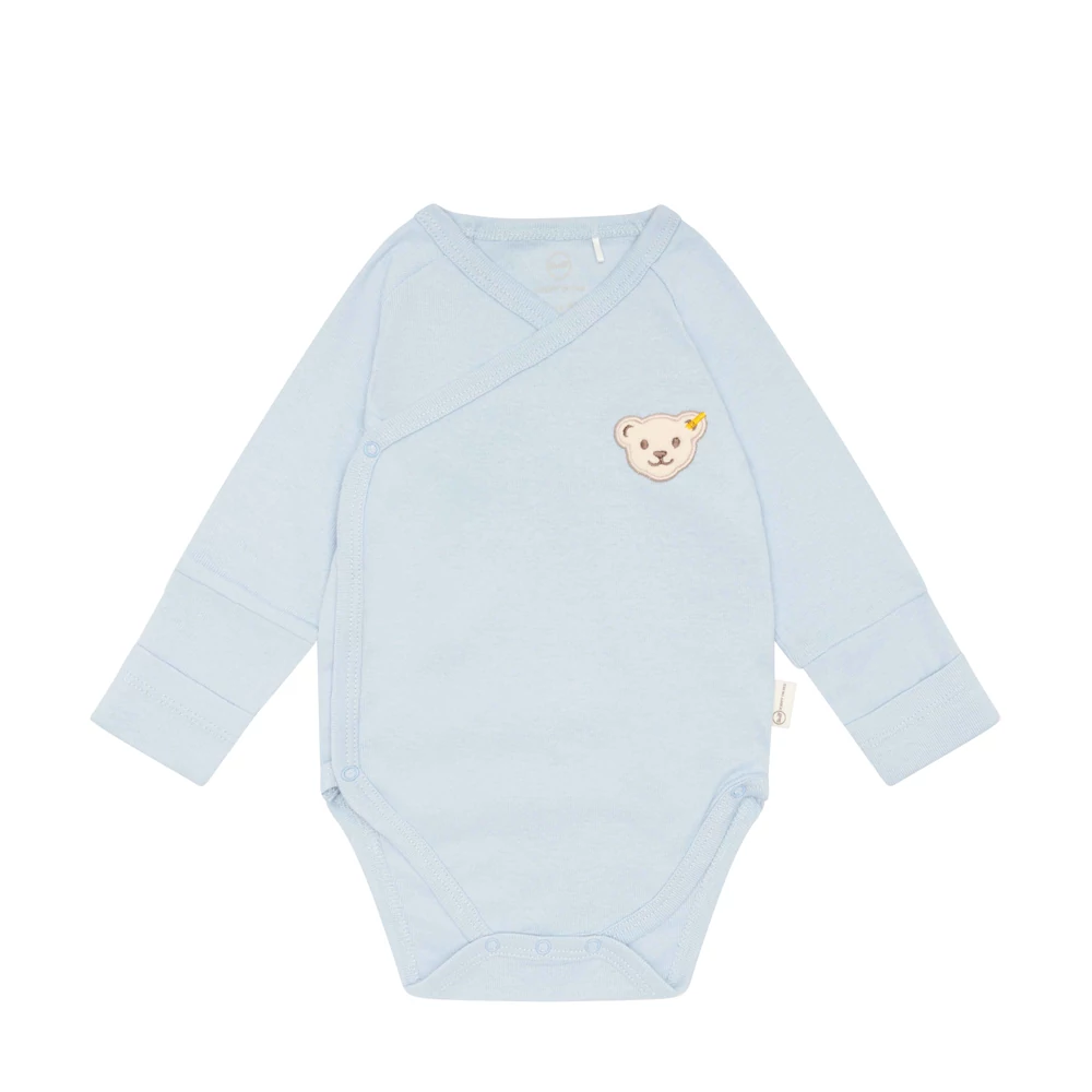 Steiff GOTS biopamut hosszú ujjú átlapolós body - Basic kollekció világoskék  | Bunny and Teddy