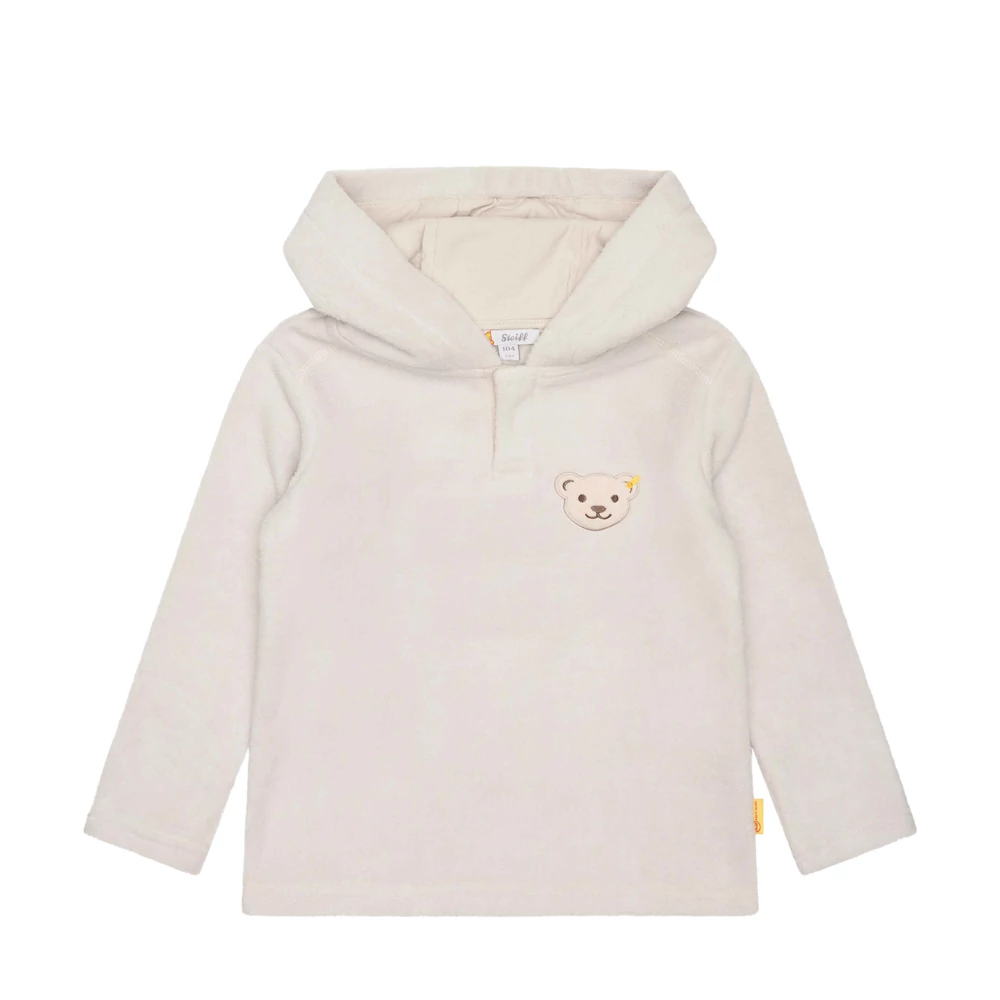 Steiff kapucnis pulóver újrahasznosított polár fleece anyagból sípoló hangot kiadó macival az elején - Basic kollekció bézs  | Bunny and Teddy
