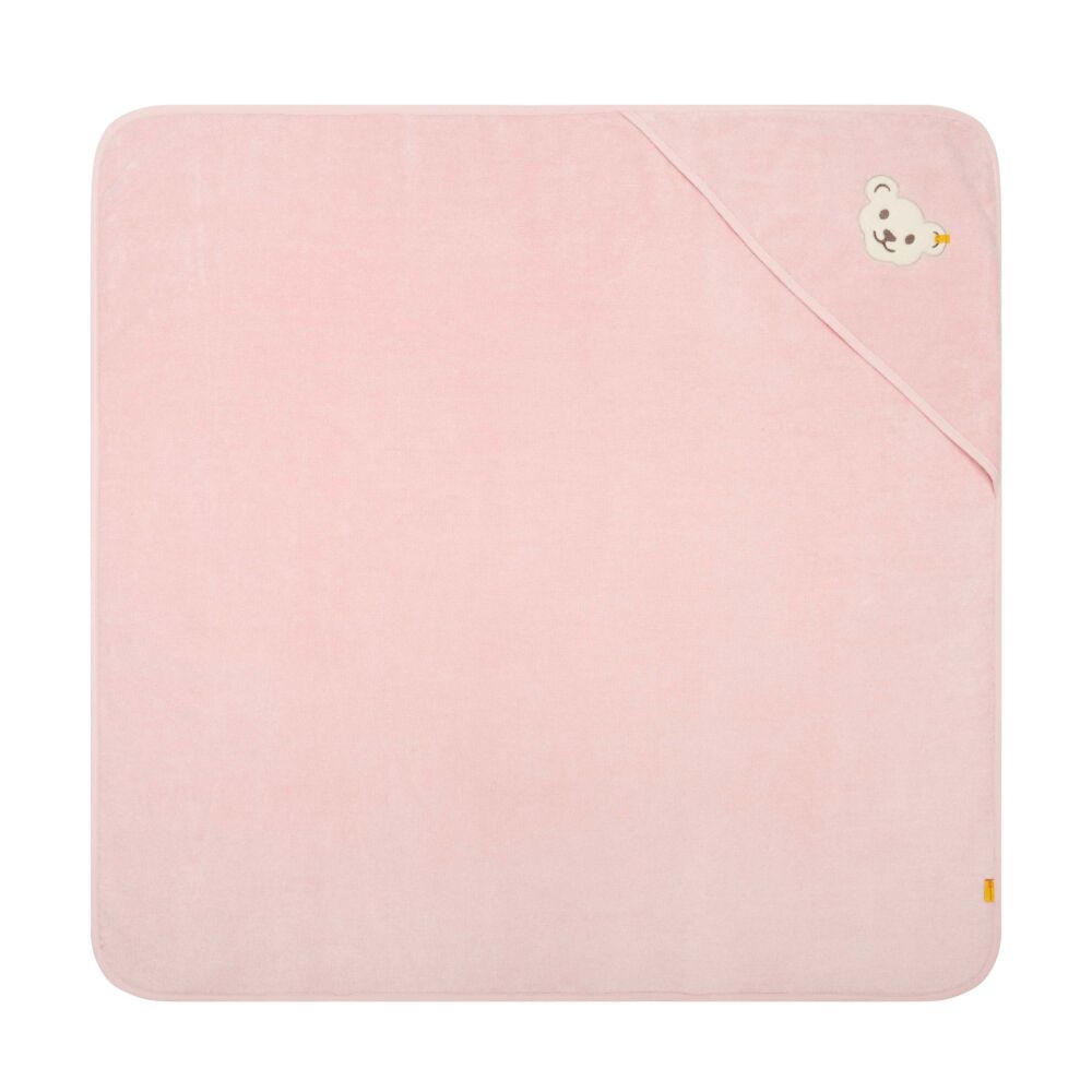 Steiff kapucnis törölköző, fürdőlepedő (kb 100cm x 100cm) - Basic kollekció világos rózsaszín  | Bunny and Teddy