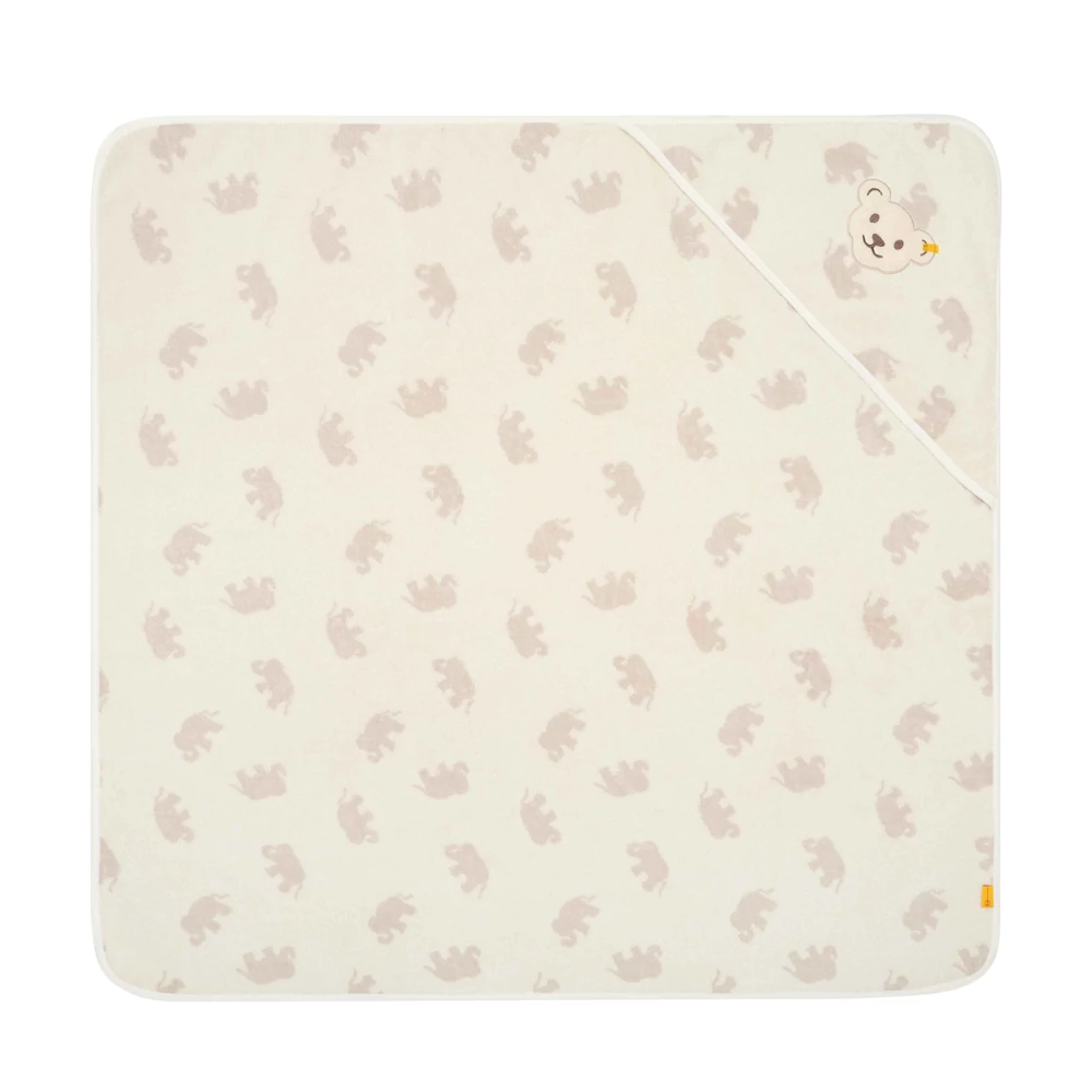 Steiff elefántos kapucnis törölköző, fürdőlepedő (kb 100cm x 100cm) - Basic kollekció krém  | Bunny and Teddy