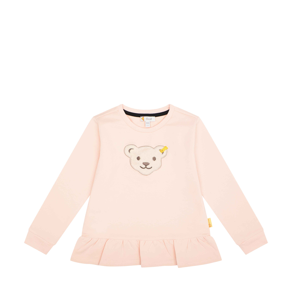 Steiff fodros pamut pulóver sípoló hangot kiadó macival az elején Mini Girls - Classic kollekció világos rózsaszín  | Bunny and Teddy