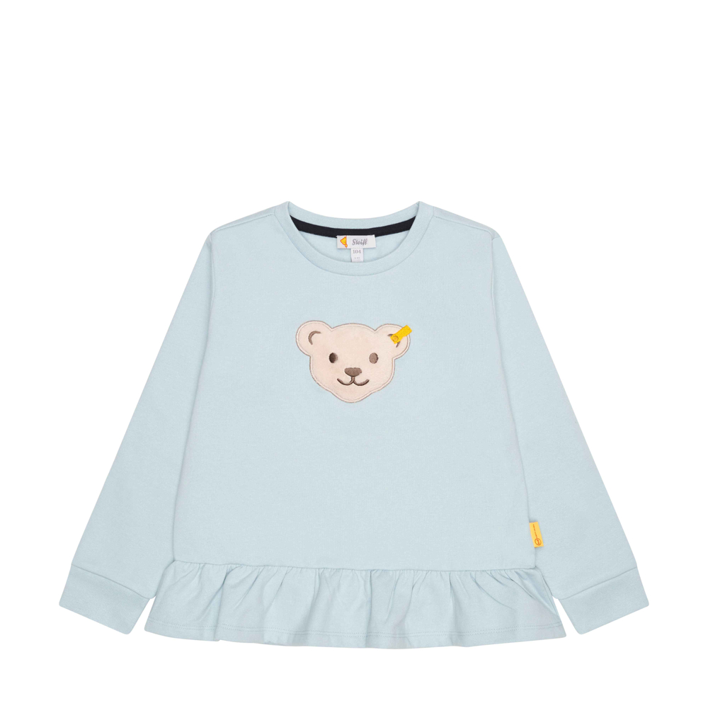 Steiff fodros pamut pulóver sípoló hangot kiadó macival az elején Mini Girls - Classic kollekció világoskék  | Bunny and Teddy