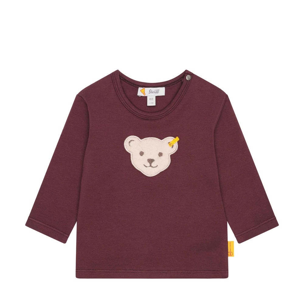 Steiff hosszú ujjú póló Baby Unisex - Classic kollekció bordó  | Bunny and Teddy