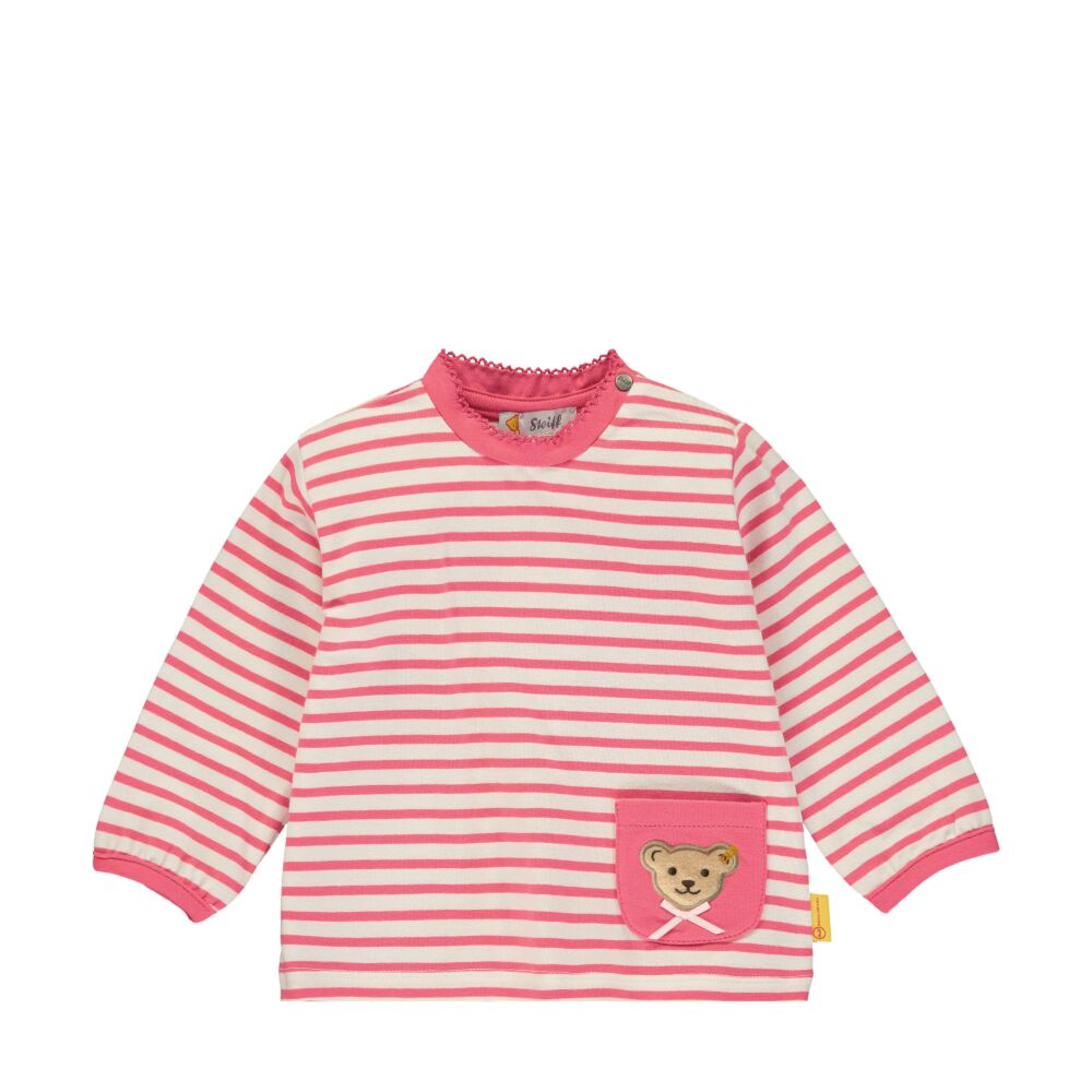 Steiff hosszú ujjú csíkos baba póló kislányoknak - Bear in my heart kollekció-rózsaszín-Bunny and Teddy