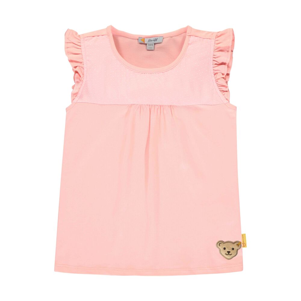 Steiff fodros ujjú pamut póló - Special day - mini girls kollekió - világos rózsaszín - Bunny and Teddy