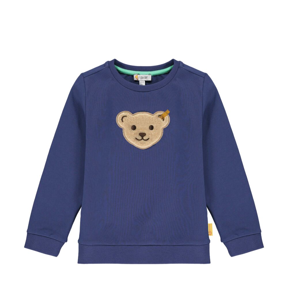 Steiff pamut pulóver, melegítő felső sípoló hangot kiadó macival az elején- Mini Boys - High 5! kollekcó kék  | Bunny and Teddy