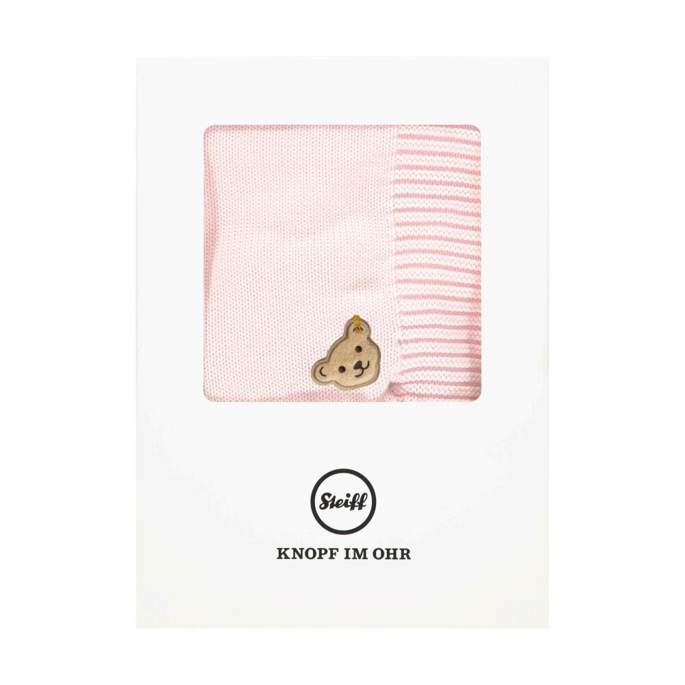 Steiff kötött pléd, takaró díszdobozban- Baby Girls - Bugs Life kollekcó világos rózsaszín  | Bunny and Teddy