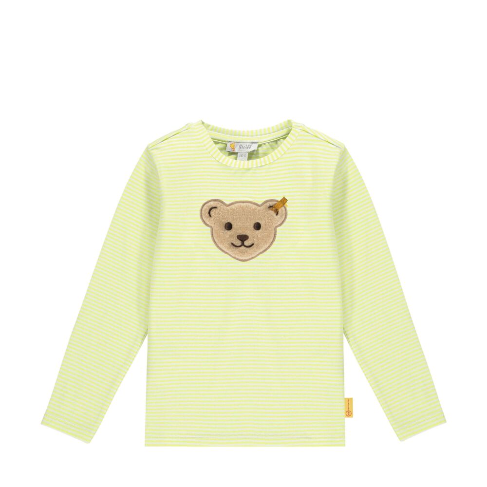 Steiff hosszú ujjú pamut póló sípolóhangot kiadó macival az elején- Mini Boys - Hello Summer kollekció sárga  | Bunny and Teddy