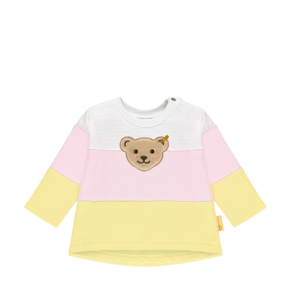 Steiff pamut pulóver vastag csíkokkal- Baby Girls - Hello Summer kollekció rózsaszín  | Bunny and Teddy