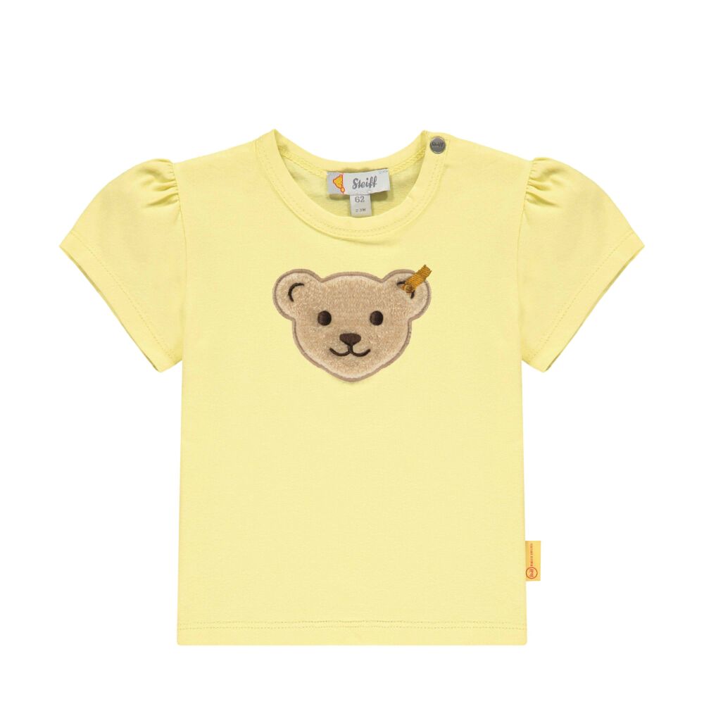 Steiff rövid ujjú póló nagy macival az elején- Baby Girls - Hello Summer kollekció sárga  | Bunny and Teddy