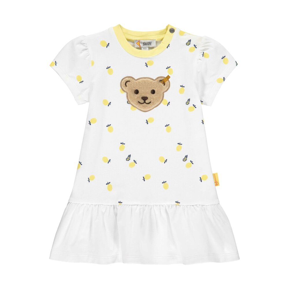 Steiff pamut ruha fodrokkal és citrom mintával- Baby Girls - Hello Summer kollekció fehér  | Bunny and Teddy