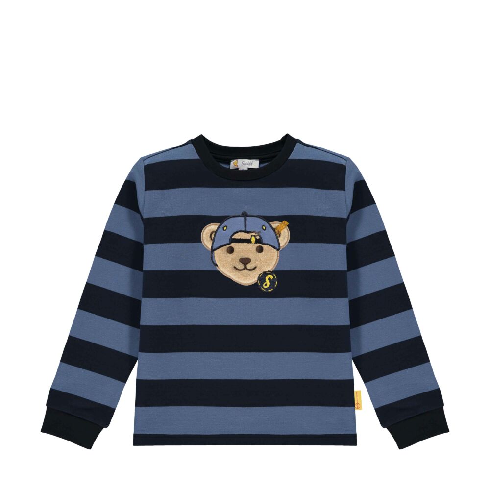 Steiff csíkos pamut pulóver, melegítő felső Mini Boys - Let's Play! kollekció kék  | Bunny and Teddy