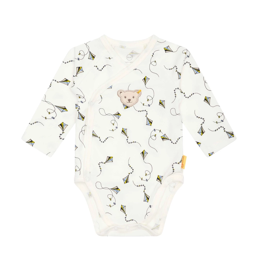 Steiff GOTS biopamut rövid ujjú boríték nyakú body - Basic kollekció krém  | Bunny and Teddy