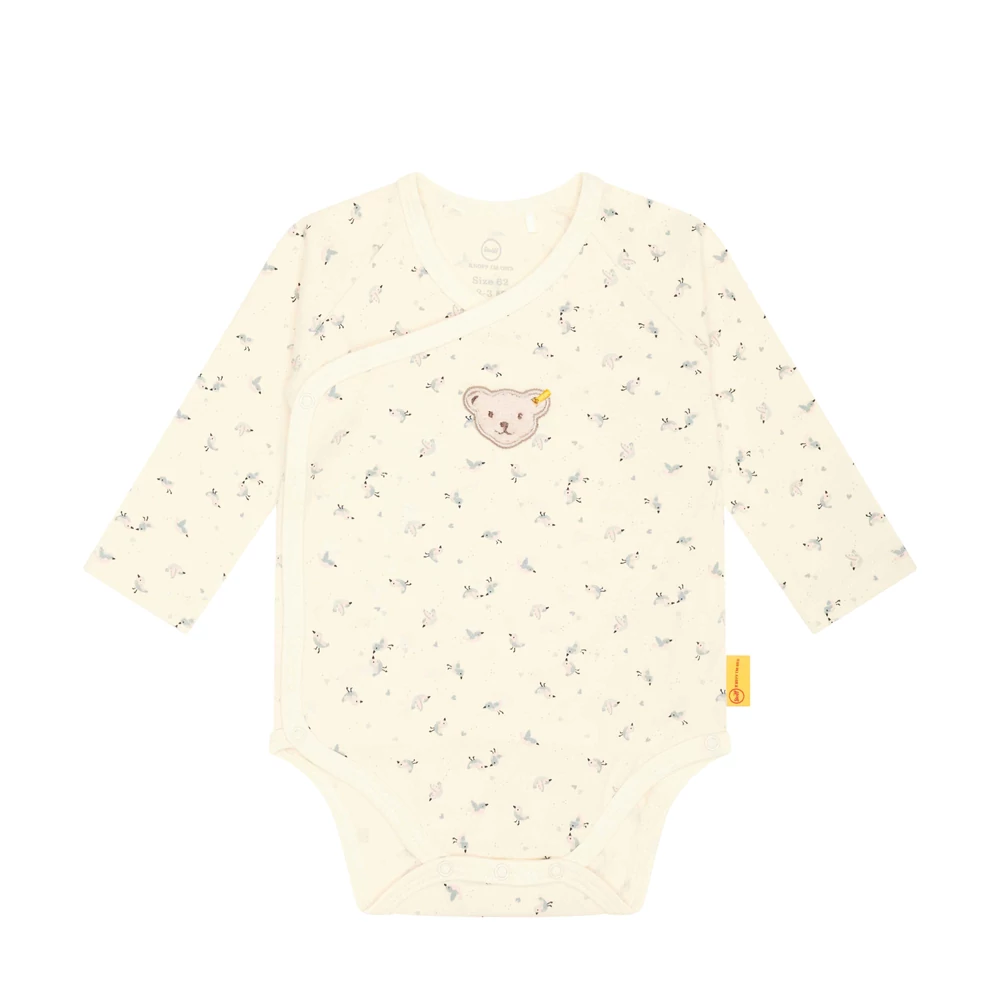 Steiff GOTS biopamut rövid ujjú boríték nyakú body - Basic kollekció krém  | Bunny and Teddy