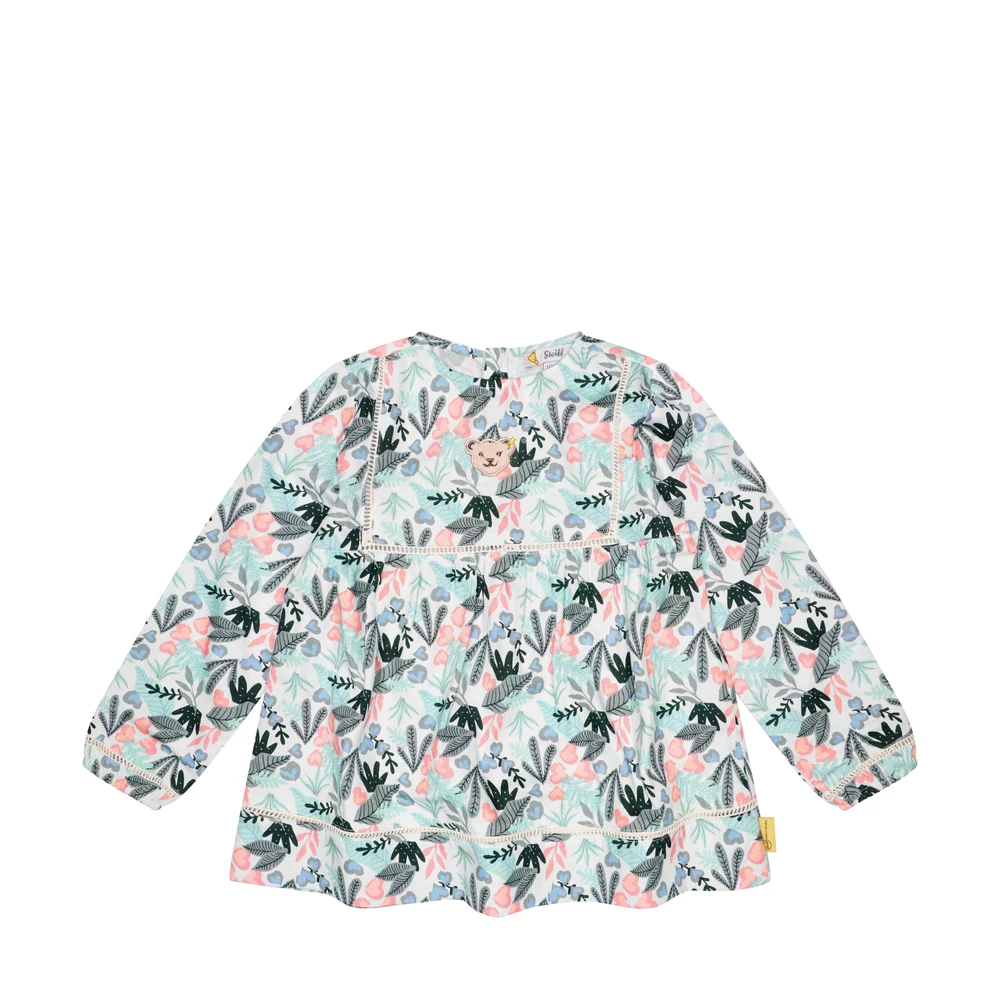 Steiff hosszú ujjú levél mintás blúz - Mini Girls - Jungle Feeling  kollekció világos zöld  | Bunny and Teddy