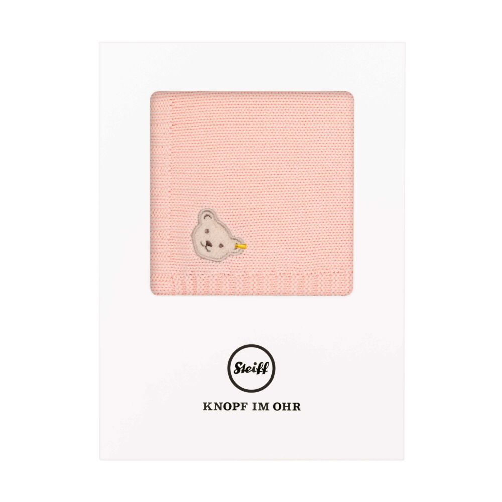 Steiff kötött pamut takaró, baba pléd díszdobozban (65cm X 95 cm) - Baby Girls - Jungle Feeling  kollekció világos rózsaszín  | Bunny and Teddy