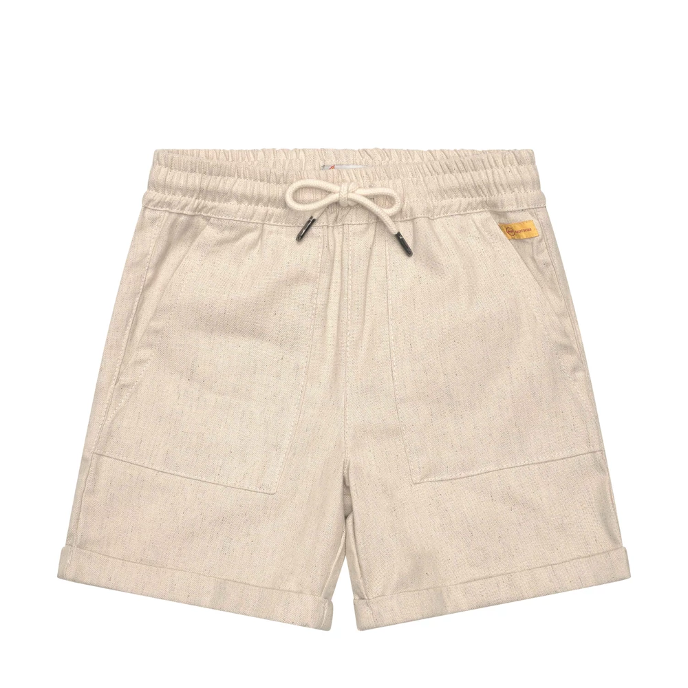 Steiff len és pamut keverék rövidnadrág - Mini Boys - Under the Surface kollekció homok  | Bunny and Teddy