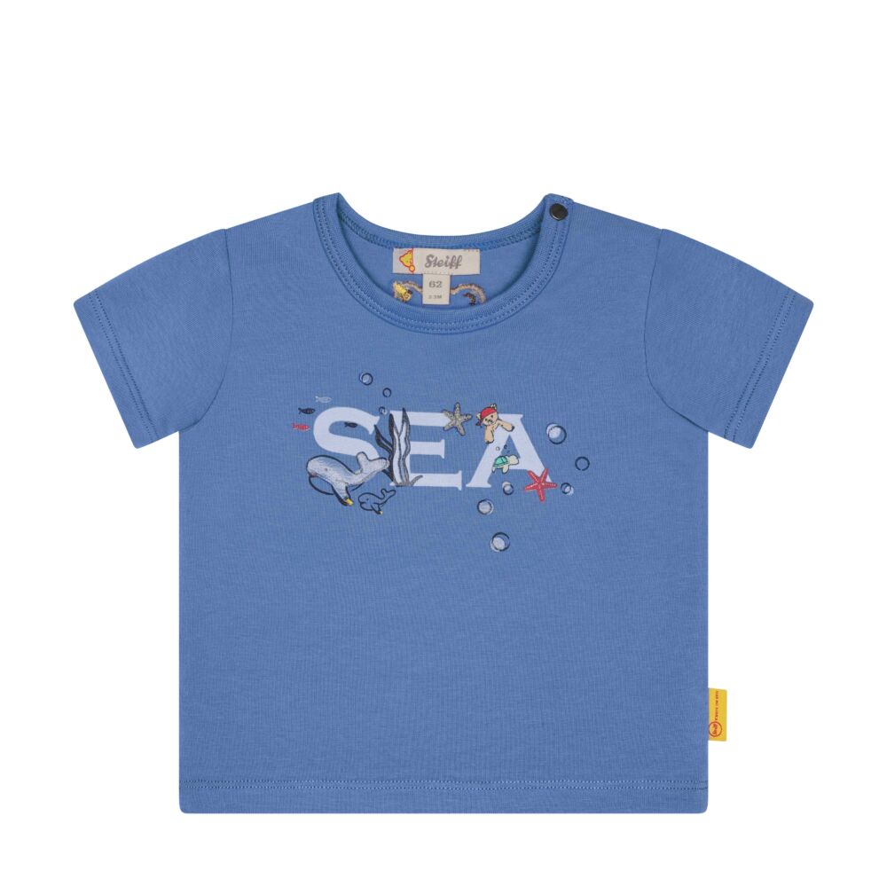 Steiff rövid ujjú sea feliratos póló - Baby Boys - Under the surface kollekció kék  | Bunny and Teddy
