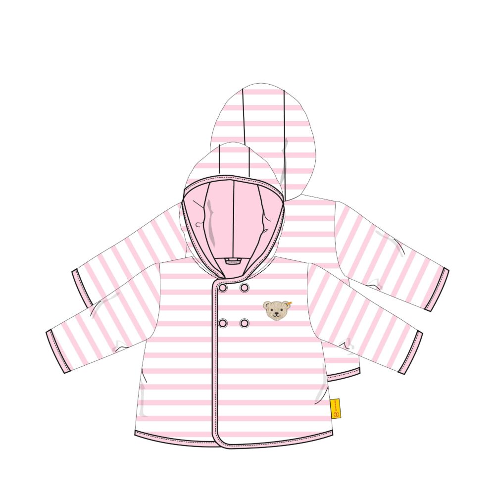 Steiff csíkos kapucnis baba átmeneti kabát - Baby Girls - Beach Please kollekció rózsaszín  | Bunny and Teddy