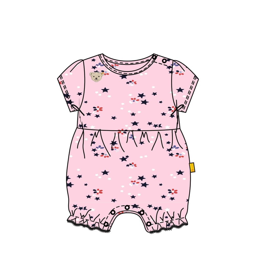 Steiff csillag mintás rövid ujjú rugdalózó, napozó - Baby Girls - Beach Please kollekció rózsaszín  | Bunny and Teddy
