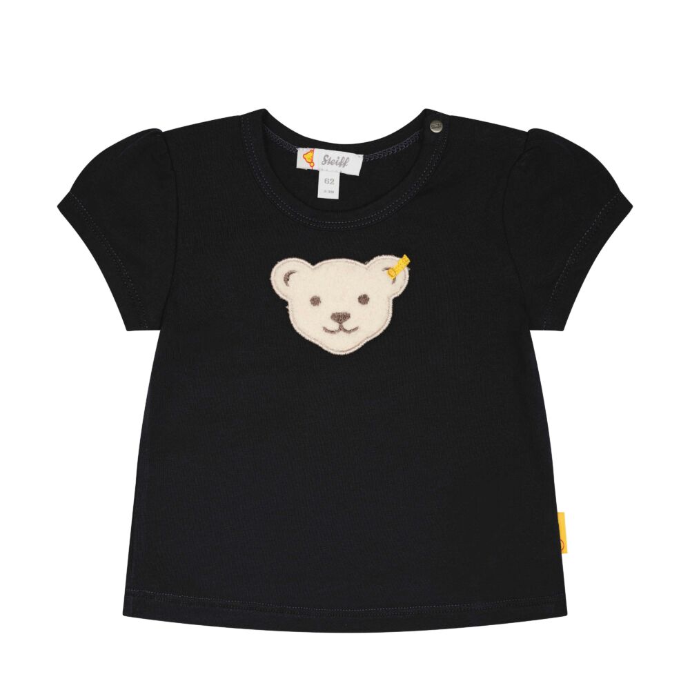 Steiff rövid ujjú póló nagy macival - Baby Girls - Beach Please kollekció sötétkék/fekete  | Bunny and Teddy