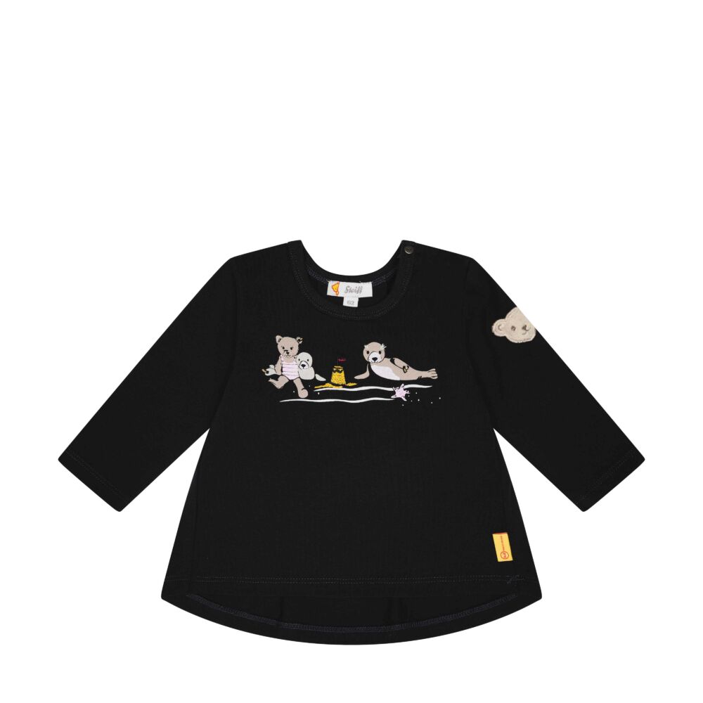 Steiff hosszú ujjú póló A-vonalú fazon - Baby Girls - Beach Please kollekció sötétkék/fekete  | Bunny and Teddy