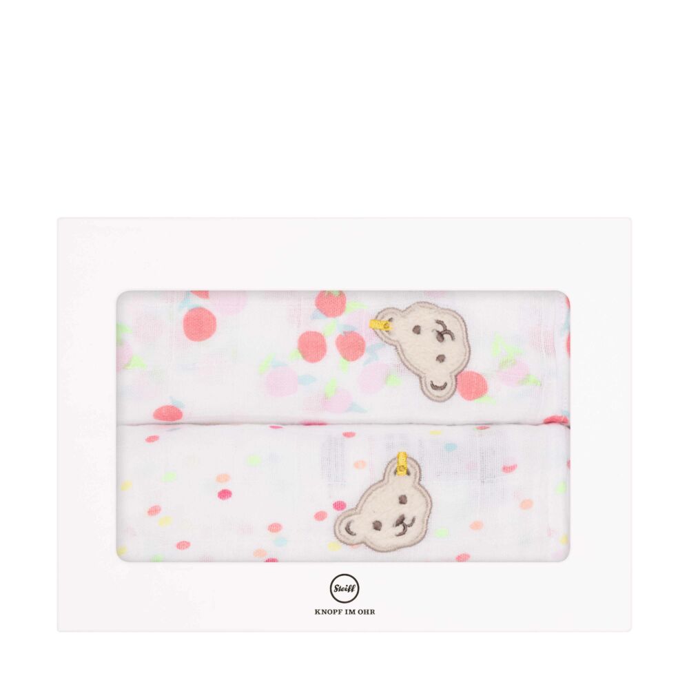 Steiff textilpelenka 2db-os csomagban- Baby Girls - Hello Summer kollekció fehér  | Bunny and Teddy