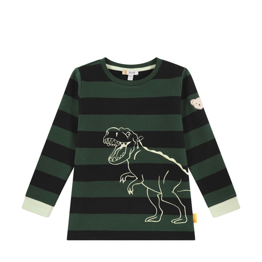 Steiff pamut pulóver, melegítő felső Mini Boys - Dino Zone sötétzöld  | Bunny and Teddy