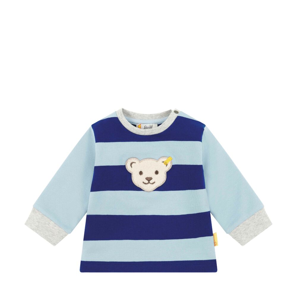 Steiff csíkos pamut pulóver Baby Boys Red Panda világos kék  | Bunny and Teddy