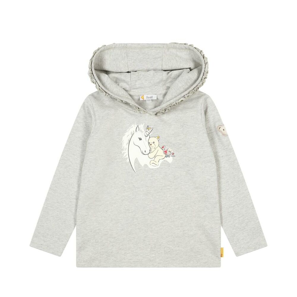 Steiff pamut pulóver fodros kapucnival-Mini Girls Unicorn kollekció szürke  | Bunny and Teddy