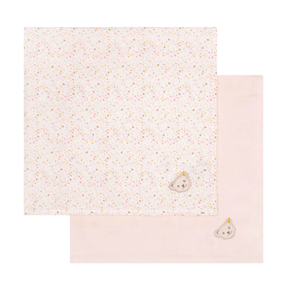 Steiff textil pelenka 2 db-os csomagban Baby Girls – Wild City kollekció világos rózsaszín  | Bunny and Teddy