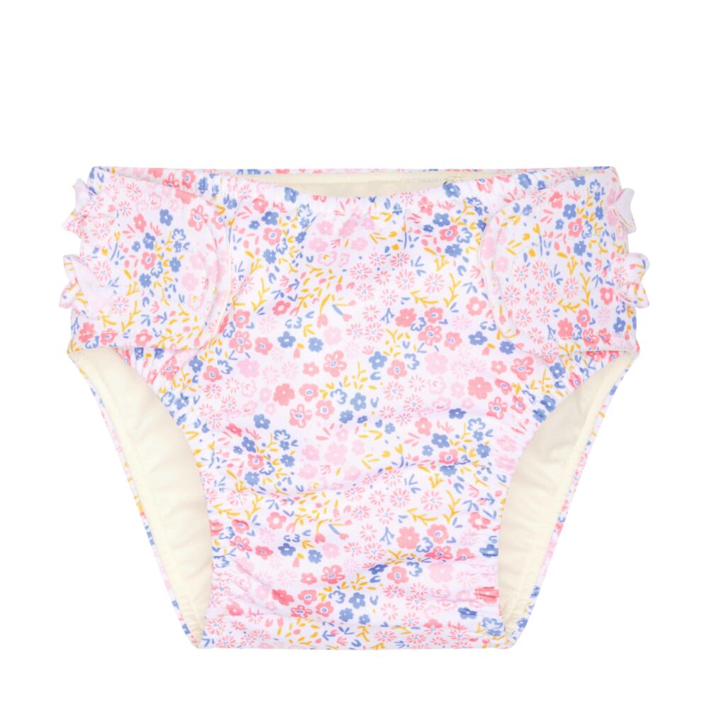Steiff virágos fürdőpelenka / úszópelenka UPF50+ - Baby Girls - Swimwear 2023 kollekció fehér  | Bunny and Teddy