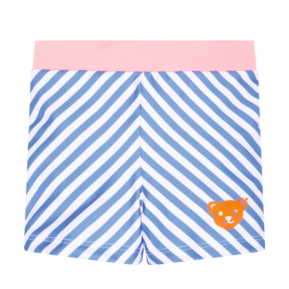 Steiff csíkos fürdő short UPF50+ - Mini Girls Swimwear 2023 kollekció kék  | Bunny and Teddy