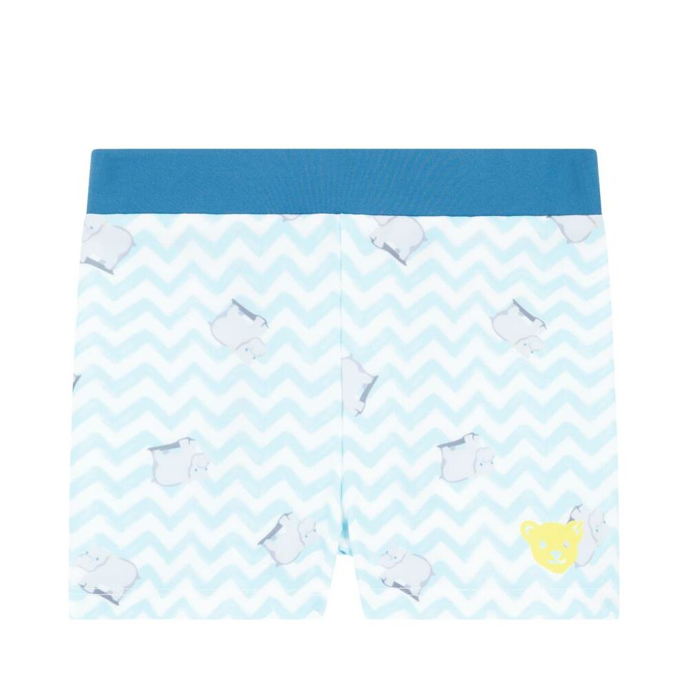 Steiff cikkcakk mintás fürdő short UPF50+ - Mini Boys Swimwear 2023 kollekció világos kék  | Bunny and Teddy