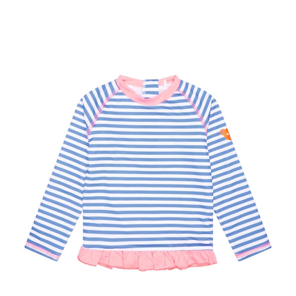 Steiff csíkos strand felső UPF50+  - Mini Girls Swimwear 2023 kollekció kék  | Bunny and Teddy
