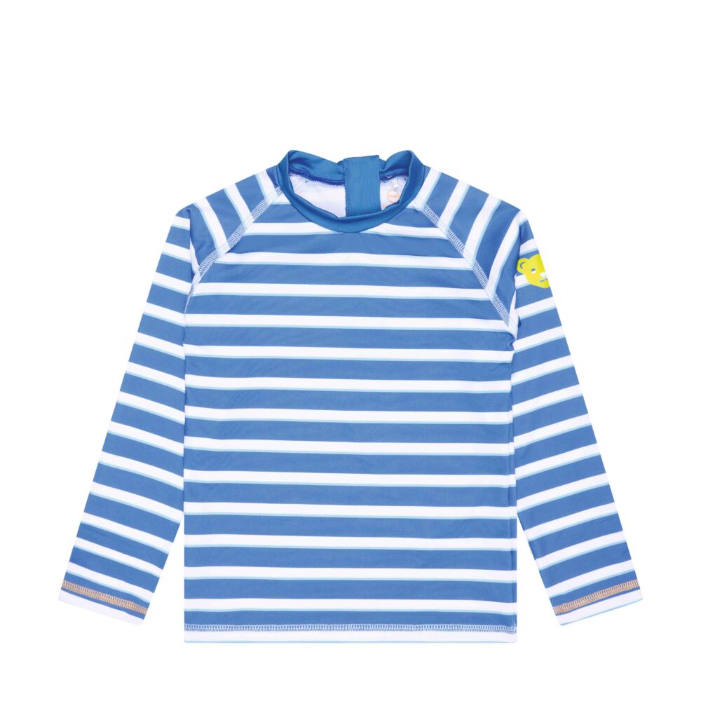 Steiff csíkos strand felső UPF50+  - Mini Boys - Swimwear 2023 kollekció kék  | Bunny and Teddy