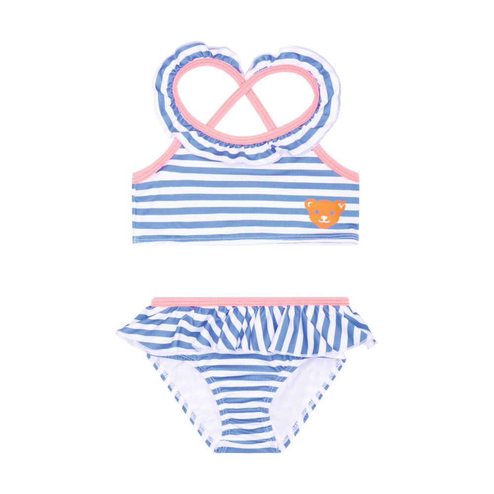 Steiff csíkos bikini UPF50+ - Mini Girls Swimwear 2023 kollekció kék  | Bunny and Teddy