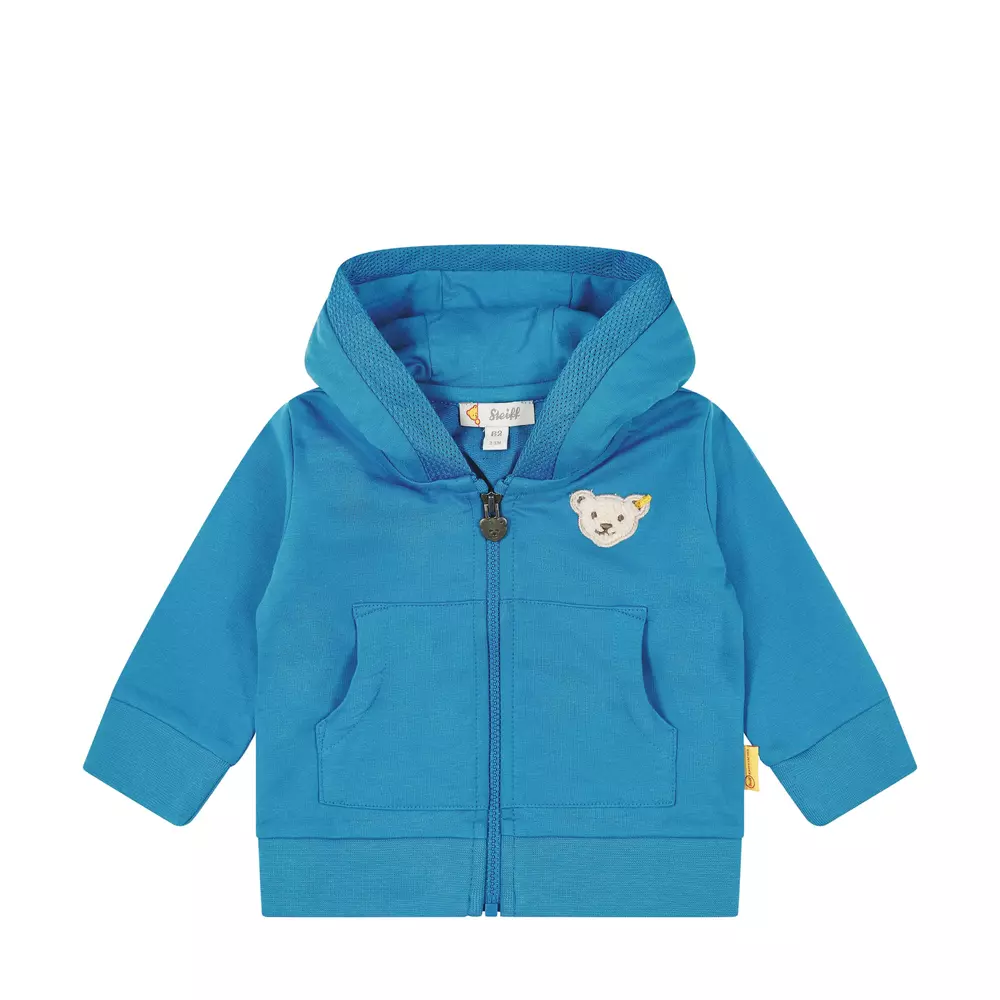 Steiff pamut pulóver kapucnival, melegítő felső - Baby Boys - surfing kollekció kék  | Bunny and Teddy