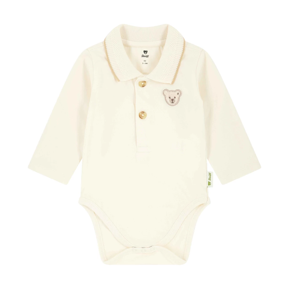 Steiff hosszú ujjú galléros body - Baby Boys - Baby Wellness kollekció krém  | Bunny and Teddy
