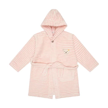 Steiff csíkos fürdőköpeny, köntös kapucnival - Basic kollekció világos rózsaszín  | Bunny and Teddy