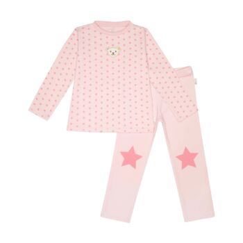 Steiff GOTS biopamut hosszú két részes csillagos pizsama  - Basic kollekció világos rózsaszín  | Bunny and Teddy