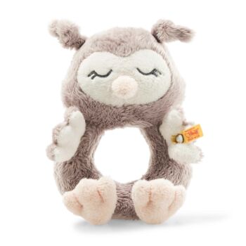 Soft Cuddly Friends Ollie owl grip toy with rattle, rosé brown - fehér - Bunny and Teddy