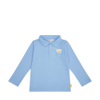 Steiff hosszú ujjú galléros póló Mini Boys - Classic kollekció kék  | Bunny and Teddy