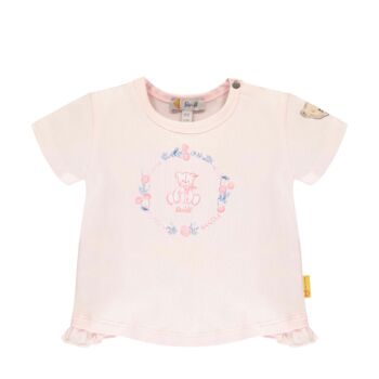 Steiff nyomott mintás rövid ujjú baba póló kislányoknak - Bear &amp; Cherry kollekció - világos rózsaszín - Bunny and Teddy