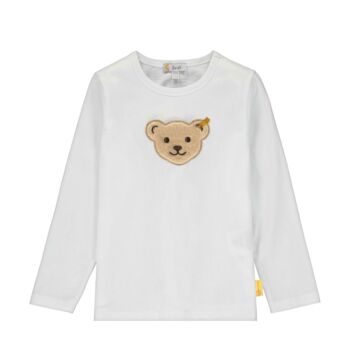 Steiff hosszú ujjú pamut póló sípoló hangot kiadó macival Safari Bear - mini boys kollekció - fehér - Bunny and Teddy