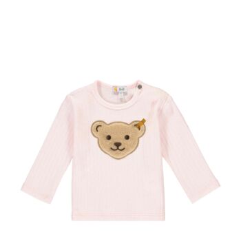 Steiff hosszú ujjú póló bordázott anyagból- Baby Girls - Fairytale kollekcó világos rózsaszín  | Bunny and Teddy