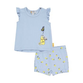 Steiff ujjatlan póló és rövidnadrág szett citromos mintával- Baby Girls - Hello Summer kollekció fehér  | Bunny and Teddy