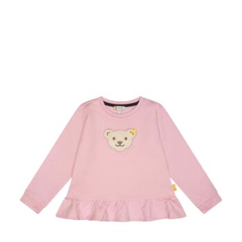 Steiff pamut pulóver, melegítő felső sípoló hangot kiadó macival az elején Mini Girls - Sweet Heart kollekció rózsaszín  | Bunny and Teddy
