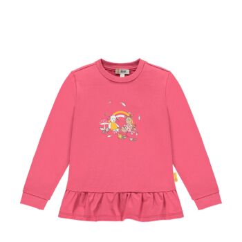 Steiff alján fodros pamut pulóver erdei állatokkal - Mini Girls - Best Friends kollekció pink  | Bunny and Teddy